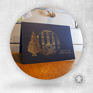 Kuldse foiliga jõulukaart 2022 Eesti Kaitseministeeriumile