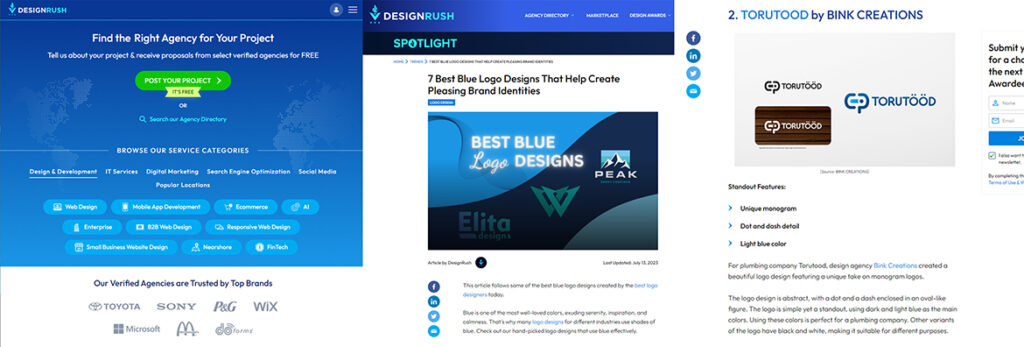 Bink Creations poolt loodud logo esitleti DesignRush veebilehel