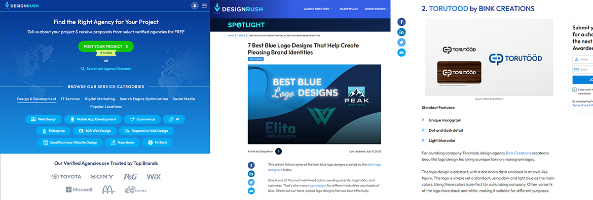 Logo created by Bink Creations featured on DesignRush website