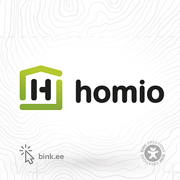 Homio logo disain. Bink Creations